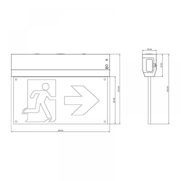 Goodwin Led Module Pictogram LED Nooduitgang Bord | Surface Mount | Zwart | AT | Inclusief Pictogram ...